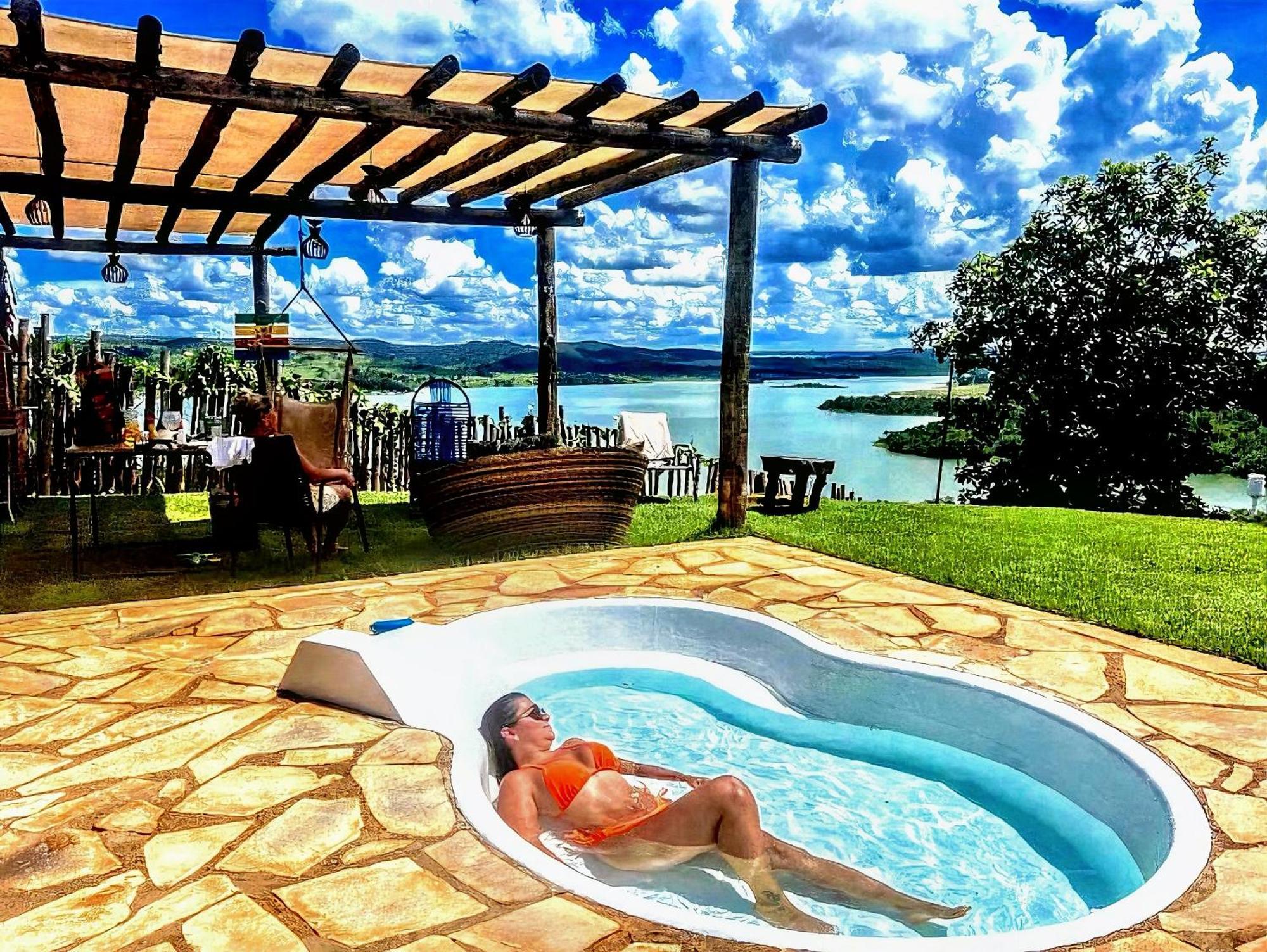 Alexania Chale Mirante, Piscina, Cachoeira, Lago E Vista Espetacular מראה חיצוני תמונה